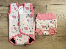 Baby Girls 0-6 Months Happy Nappy Swim Wrap Set Flowers Woodland Animals GC