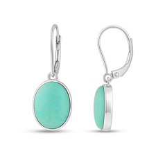 Natural Turquoise Gemstone 925 Sterling Silver Dangle Leverback Earring For Her