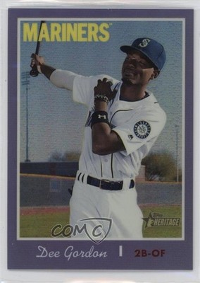 2019 Topps Heritage Hot Box Chrome Purple Refractor Dee Gordon #THC-449 vs5