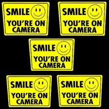 5 Smile Window Stickers Warning your on camera Video Doorbell CCTV Surveillance