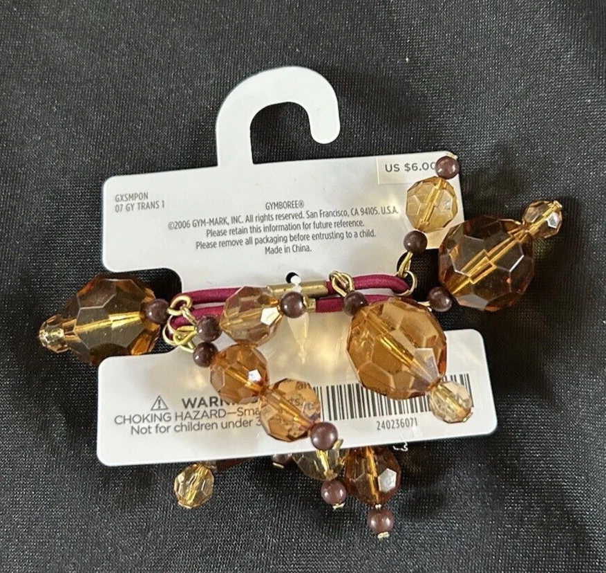 NEW 2007 Kid Girl SAVANNA SUNSET Hair Pony Tail Holder Amber Bauble Head Band - Imagem 3 de 4