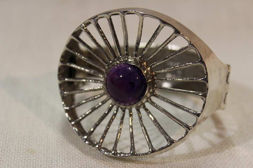 Bague Ouverte Toulhoat En Argent Massif Avec Améthyste - Style Celte Breton - Neuf Avec étiquettes