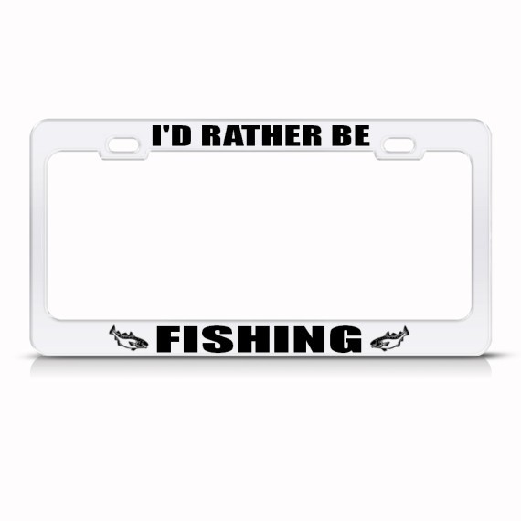 Metal License Plate Frame Rather Be Fishing Metal Fish Car Accessories Chrome eBay