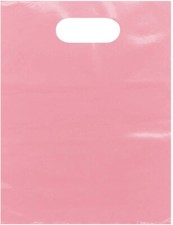 Plastic Bags Frosty Frosted 500 Pink Retail Merchandise Die Cut Handle 9 x 12" H