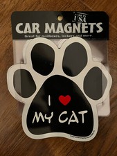 I    My Cat Paw Print Print Shaped Car/Mailbox/Locker Magnet Brand New