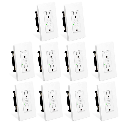 15Amp GFCI Outlet Tamper-Resistant Ground Fault Receptacle LED Indicator 10 Pack