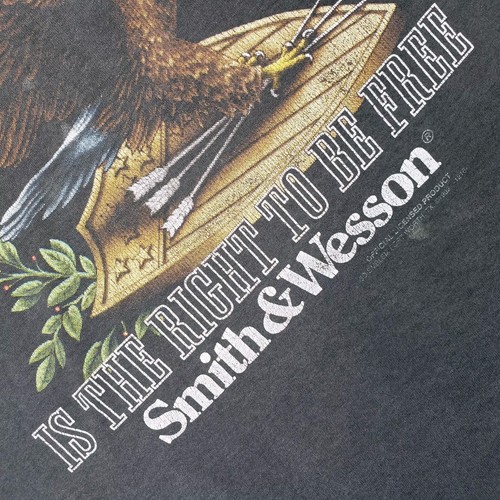 Vintage 1992 3D Emblem Smith & Wesson Sleeveless Shirt Cutoff Large Eagle Guns - Picture 10 of 18