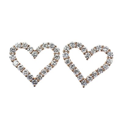 Brand New K18PG Diamond Earrings 1.00ct Heart Free Shipping from Japan Auth SELB