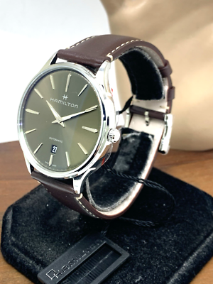 Hamilton クォーツ　ブラック/グリーン Hamilton Men's Watch H38525561 Swiss Automatic Green Dial Leather