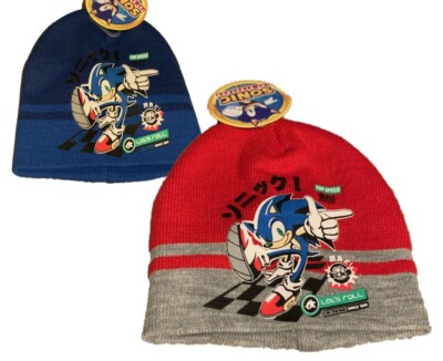 Jungen Kinder Sonic Strick Wintermütze Hüte Beanie Alter 4-9 Jahre 52-54 cm