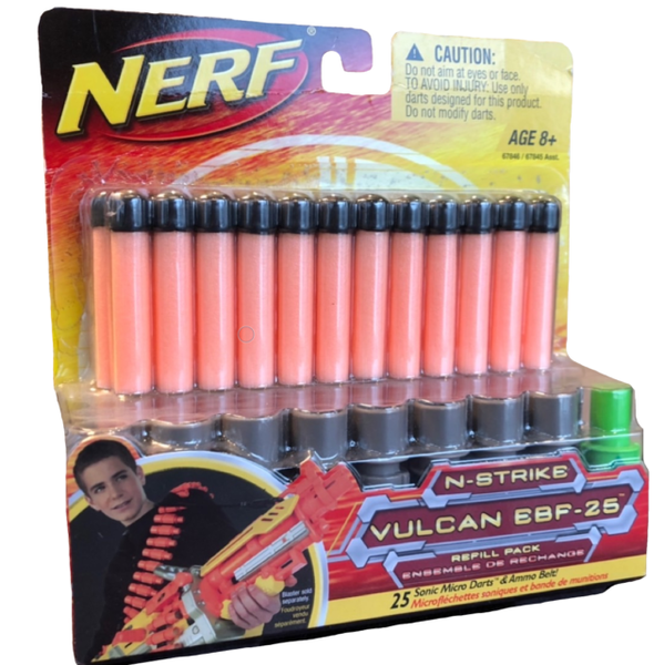 NERF Nstrike Vulcan Ebf25 Refill PK 25 Whistler Darts Ammo Belt Ship
