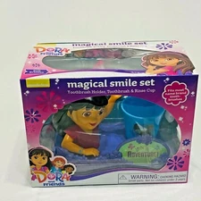 Dora the Explorer Magical Smile Set Toothbrush with Holder Rinse Cup Bath NEW