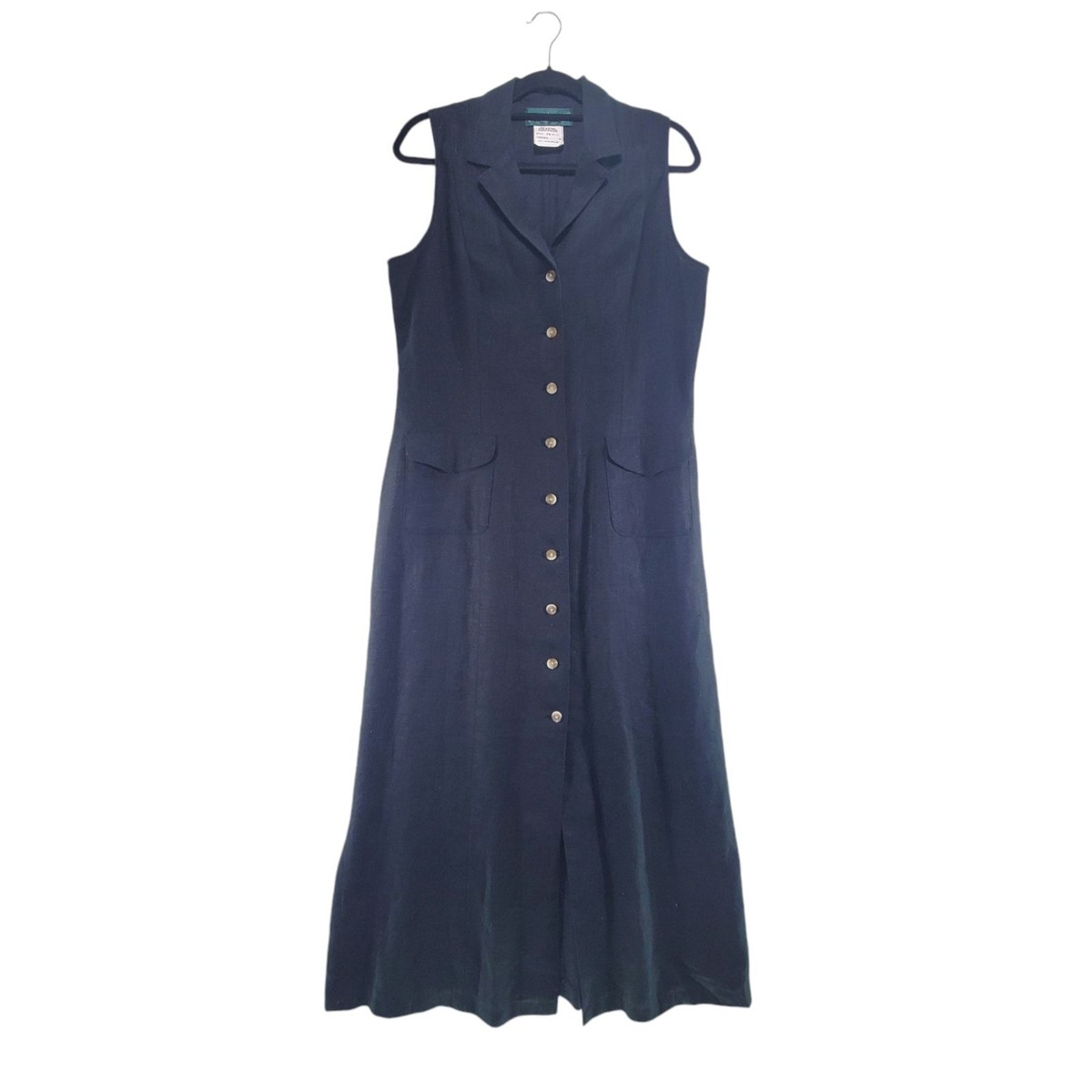 harve benard linen dress Harve Benard Beige Linen Blend Buttoned Collared Lined A Line Dress Si –  Thrift Threads main image 1