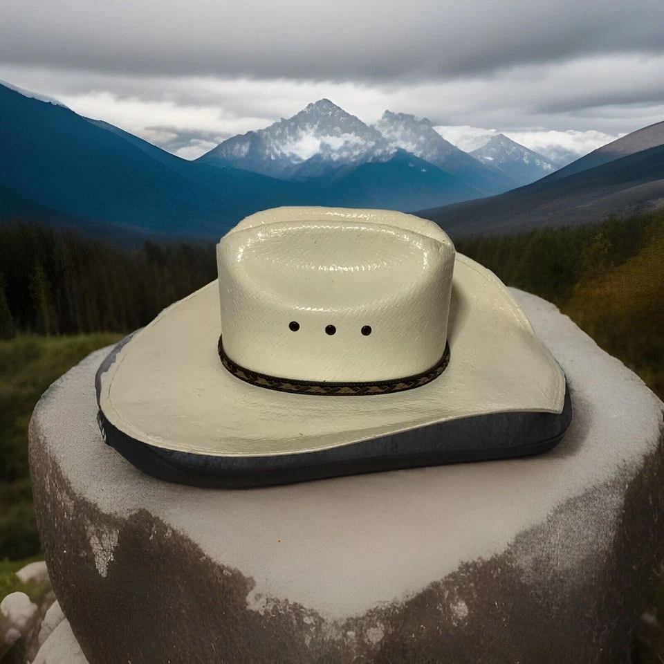 Justin 10X Sombrero de Vaquero Occidental de Paja por Milano Hat Co. Marfil Para Hombres 55 Talla 6 7/8 Usado en Excelente Condición Foto 2 de 4