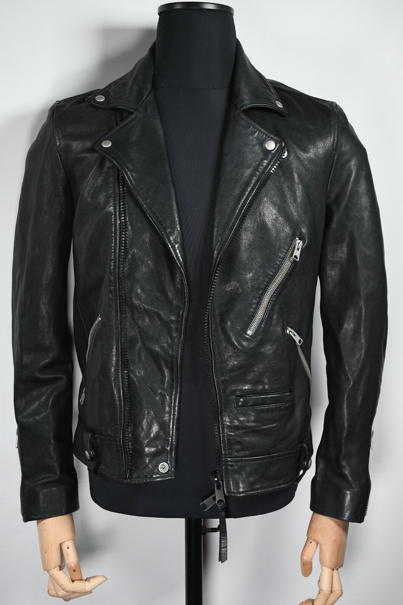 All Saints Muir Biker Black Lamb Leather Moto Jacket size S | eBay