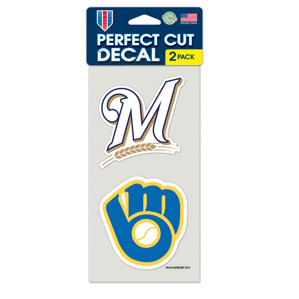 Наклейка Milwaukee Brewers 4 x 4 Perfect Cut набор из 2 2090₽