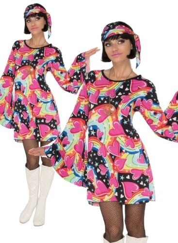 Go Girl Costume Ladies 60s 70s Fancy Dress Outfit Disco Retro | eBay