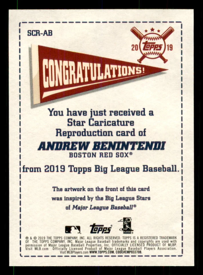 2019 Topps Big League Star Caricature Reproductions #SCR-AB Andrew Benintendi - Image 2 of 2