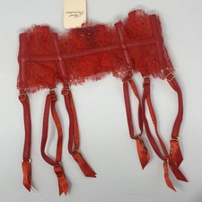 Agent Provocateur Adara SOIREE Red Leather Swarovski Suspender AP2 Small NWT