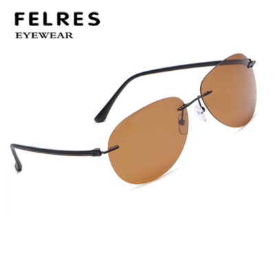 Polarized Driving Sunglasses Men Rimless Metal Frame UV400  display picture 3