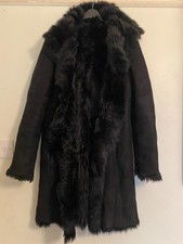 Joseph Shearling Mid Length Coat 38 Black