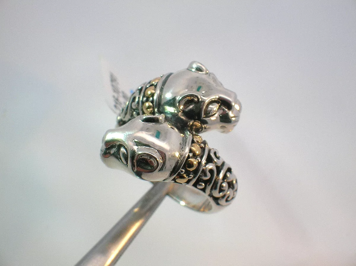 EFFY STERLING SILVER DOUBLE HEAD PANTHER RING SIZE 7US NEW RETAIL