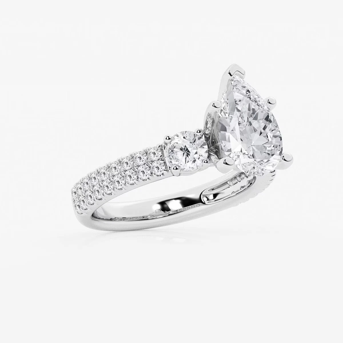 4.00ct IGI Certified Lab Grown Diamond Engagement Ring Pear Cut 14k Gold image-3