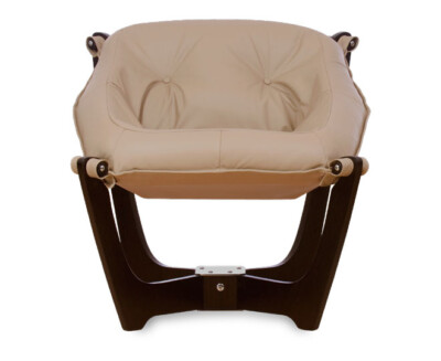 IMG Luna Low Back Chair in Prime Latte Leather - Espresso Wood Base