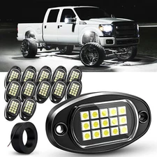Rock Lights Pure White 12 Pods LED Underbody Glow Lights Glow Lamp for Truck Car