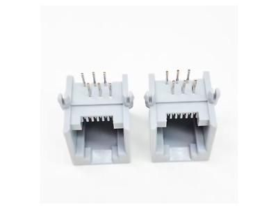 30 Stück RJ12-Buchse (6P6C), 90º, Netzwerk-Modul-PCB-Buchse, grau