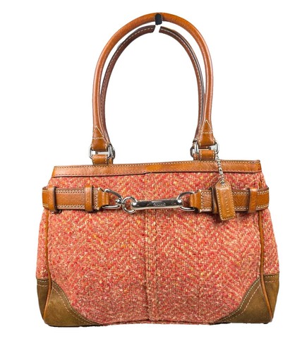 NICE COACH Y2K HAMPTONS WOOL TATTERSALL CARRYALL TOTE BAG SATCHEL