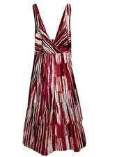 Calvin Klein Midi Dress Sundress Halter Red Stripes Cotton Summer Beachy Sz 8 M