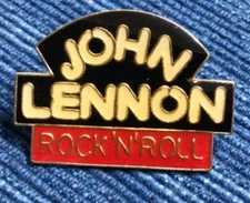 NEW NOS John Lennon Rock N Roll Enamel Lapel Pin 1" Shirt Backpack Badge ~890A