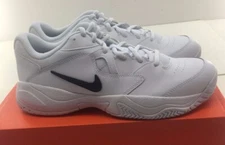 NIKE Court Lite 2 Mens Tennis Shoe  White Black Leather AR8836-100 NWD Free Ship