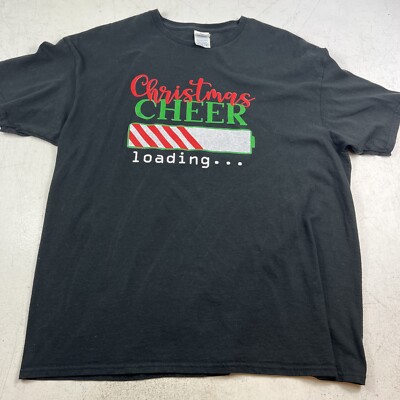 Christmas Cheer Loading Battery Indicator Men's XL Cotton Short Sleeve T-Shirt