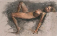 FEMALE FIGURE Sleeping Woman Study Original Pastel DRAWING Realism Painting Day