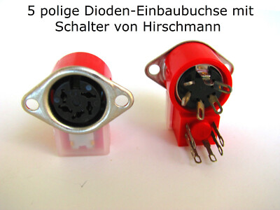 5 polige Hirschmann Steckverbinder Zubehör Einbaubuchse mit Schalter