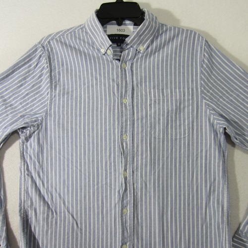 Five Four Shirt Mens Medium Blue White Button Up Long Sleeve Pocket Casual 1603 - Picture 2 of 12