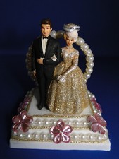 New 50th Wedding Anniversary Couple Caketopper with gold decored ring 55