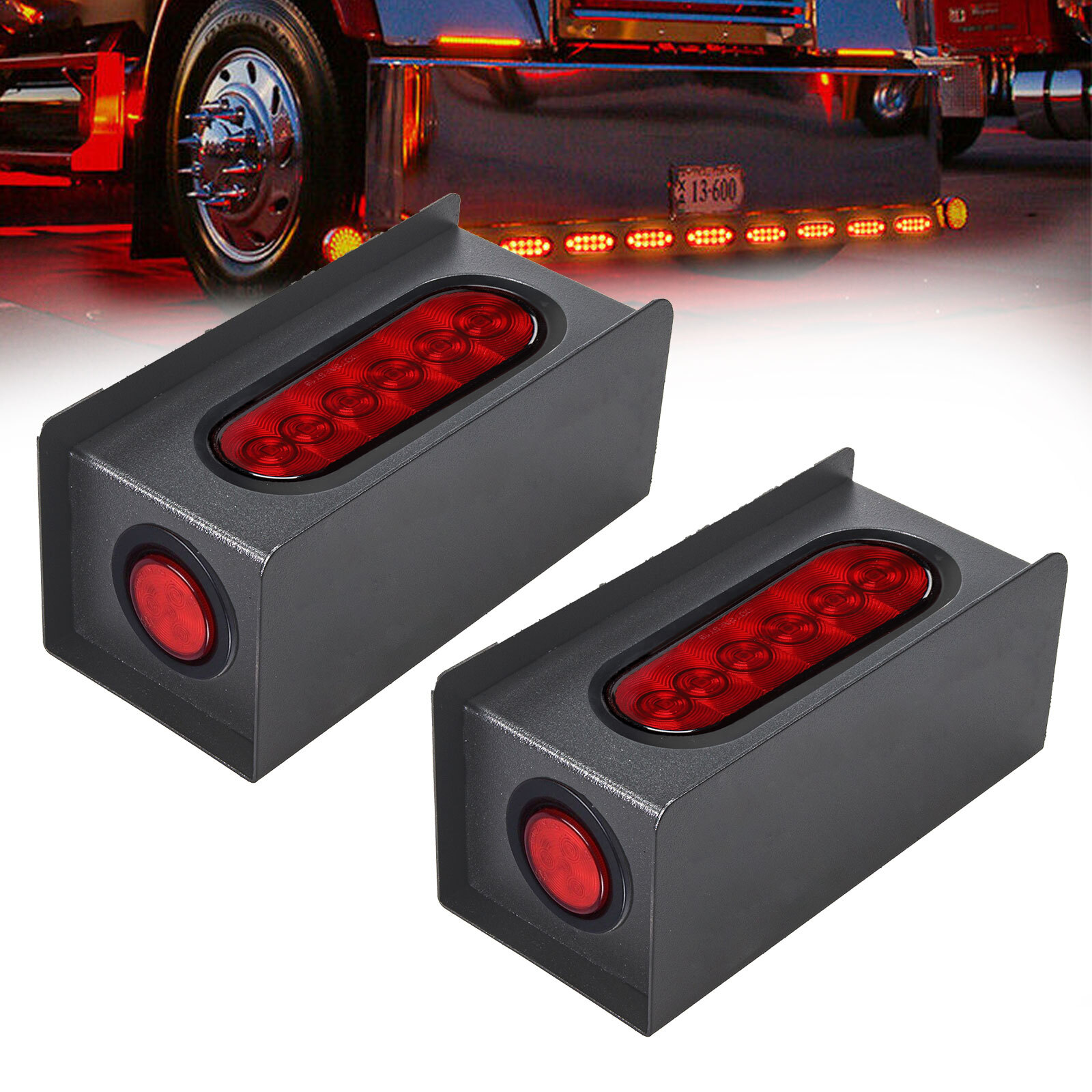 Fit For Truck Red LED Trailer Steel Box Kit W/ 6 Oval Tail Light 2 Marker Lamp - Foto 4