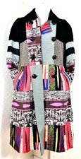 Vintage Etro Colorful Silk Patchwork Trench Coat Jacket Blazer Dress 40 4 5 6 S