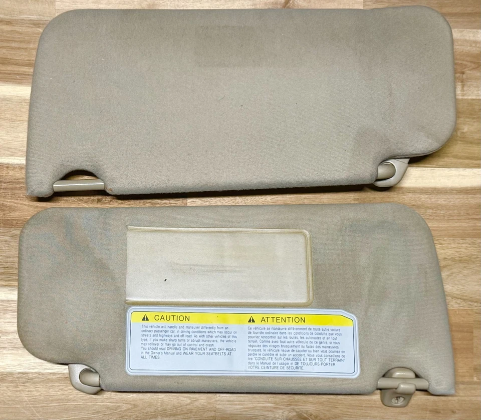 1997-2004 Nissan Pathfinder Infiniti QX4 Biege Driver & Passenger Sun Visors — 第 3/3 张图片
