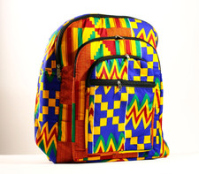 African Tribal Backpack Colorful Kente Print Fabric Handmade Travel Bag-G4305