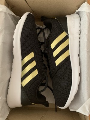 adidas QT Racer 2.0 Women s Low Top Lace-Up Sneakers Black/Gold/White