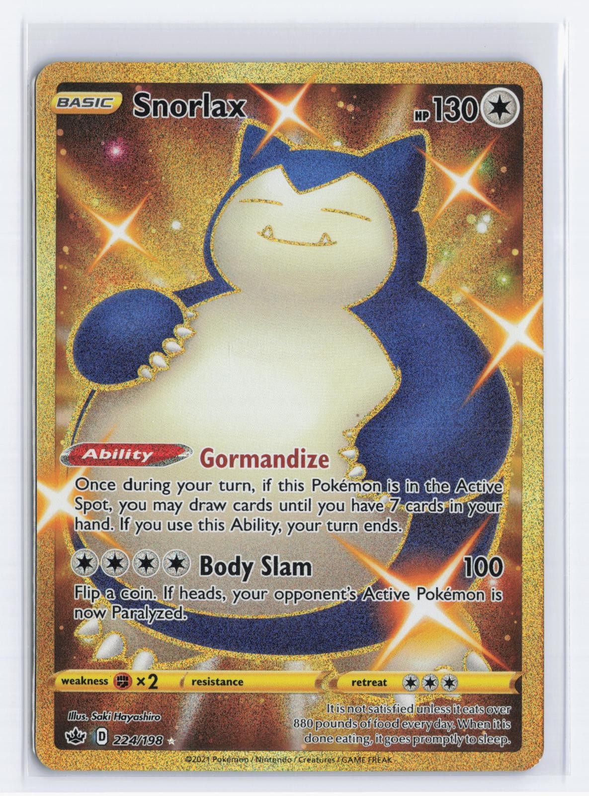 Snorlax 224/198 Secret Rare Chilling Reign Pokemon Holo Near Mint