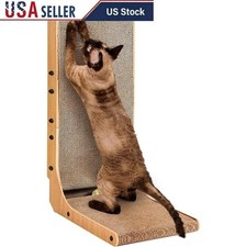 Durable L Shaped Cat Scratcher Cardboard Toy Ball Indoor Multi Use Relax Stretch