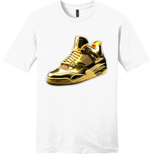 NEW Art Society SNEAKERHEAD AJ4 SOLID GOLD WHITE Tee Shirt SM-4XLRGE MADE IN USA