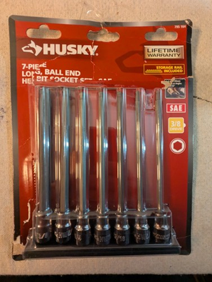 #ad Husky 7 Piece 3 8quot; Drive SAE Long Ball End Hex Bit Socket Set $18.95