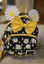 Mini Mochila Loungefly Minnie Mouse Daisies Negra Blanca Amarilla