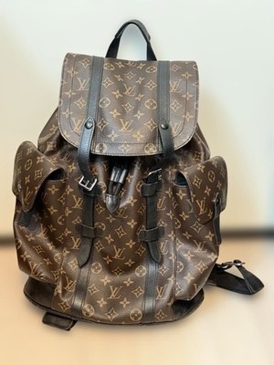 LOUIS VUITTON Christopher MM Monogram Macassar Rucksack gebraucht mit Staubbe...